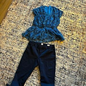 Shirt is a large pants is a woman slim size 12
